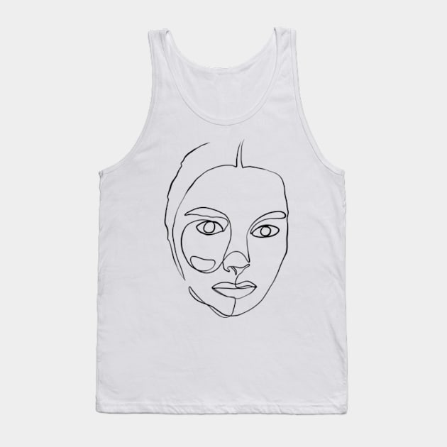 Woman face one line art Tank Top by Doodle Intent